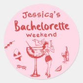 Bachelorette Beach Weekend Runder Aufkleber (Vorderseite)