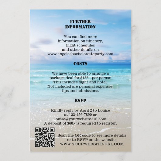 Bachelorette Beach Weekend Template Invitation Programm (Rückseite)