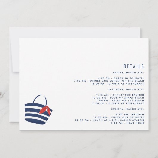 Bachelorette Beach Weekend - weg Einladung (Rückseite)