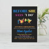 Bachelorette, bevor sie sagt, ich mache Einladung (Stehend Vorderseite)