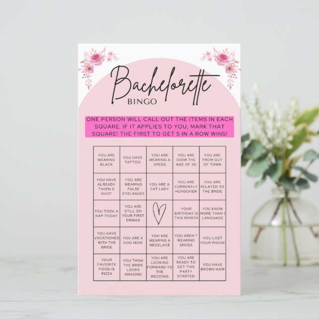 Bachelorette Bingo Game (Stehend Vorderseite)