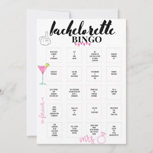 Bachelorette Bingo Hen Party Game Einladung (Vorderseite)