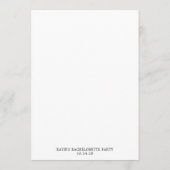 Bachelorette Bingo Party Game Card Einladung (Rückseite)