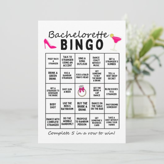 Bachelorette Bingo Programm (Stehend Vorderseite)
