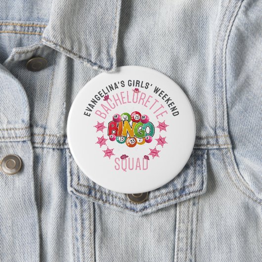 BACHELORETTE BINGO SQUAD Custom Western Coquette Button (Beispiel)