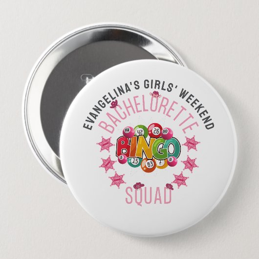 BACHELORETTE BINGO SQUAD Custom Western Coquette Button (Vorne & Hinten)