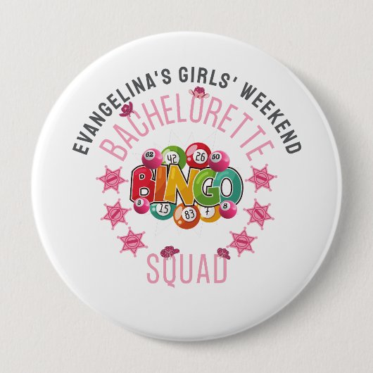 BACHELORETTE BINGO SQUAD Custom Western Coquette Button (Vorderseite)