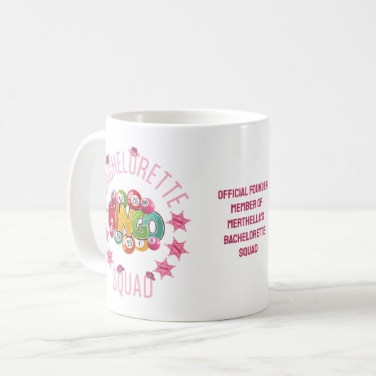 BACHELORETTE BINGO SQUAD Custom Western Coquette Kaffeetasse (Vorderseite Links)