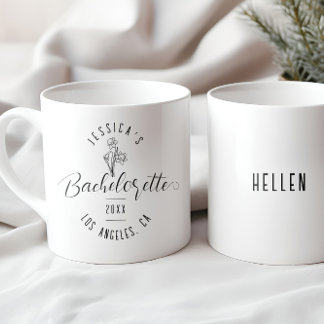 Bachelorette Birth März Blume Chic Black Script Kaffeetasse