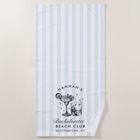 Bachelorette Blue & Black Retro Modernes Badetuch (Vorderseite)