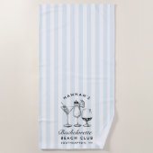 Bachelorette Blue & Black Retro Modernes Badetuch (Vorderseite)