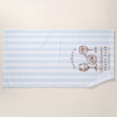 Bachelorette Blue & Brown Retro Modernes Strandtuc Strandtuch (Vorderseite)