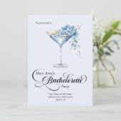 Bachelorette Blue Floral Cocktail Girl's Club Einladung (Stehend Vorderseite)