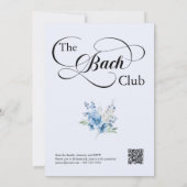 Bachelorette Blue Floral Cocktail Girl's Club Einladung (Rückseite)