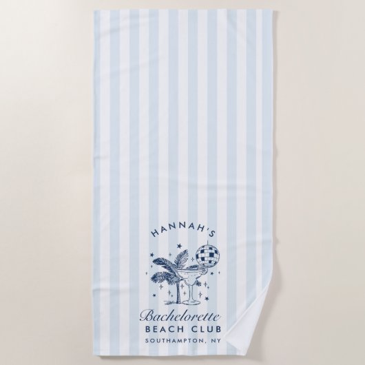 Bachelorette Blue & Gray Retro Modernes Strandtuch (Vorderseite)