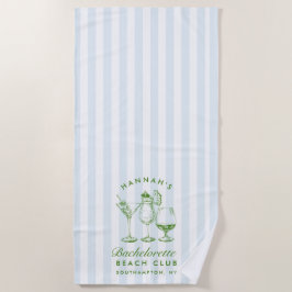 Bachelorette Blue & Green Retro Modernes Badetuch