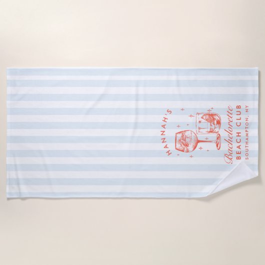 Bachelorette Blue & Red Retro Modernes Badetuch (Vorderseite)