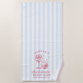 Bachelorette Blue & Red Retro Modernes Badetuch (Vorderseite)