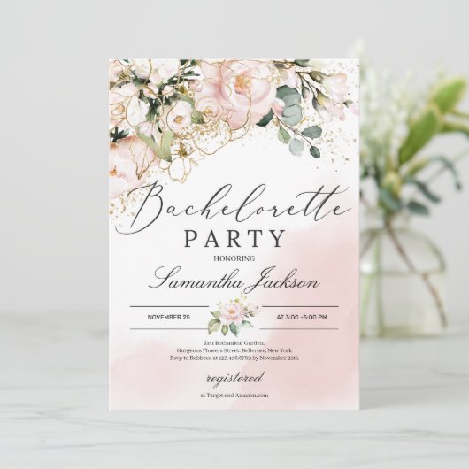 Bachelorette-Blume Einladung (Stehend Vorderseite)