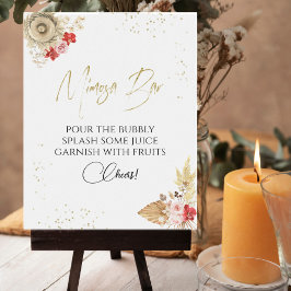 Bachelorette Boho Cocktail Gilded Mimosa Bar Sign Poster