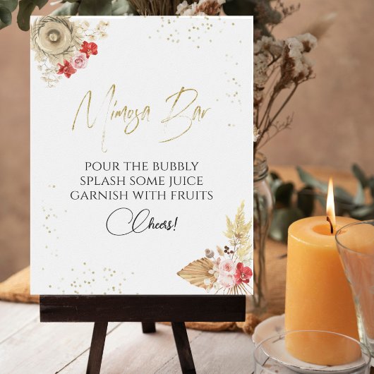 Bachelorette Boho Cocktail Gilded Mimosa Bar Sign Poster