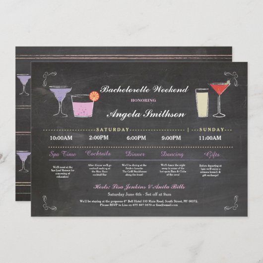 Bachelorette Brautparty Chalet Lila Route Programm (Vorne/Hinten)