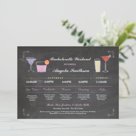 Bachelorette Brautparty Chalet Lila Route Programm (Stehend Vorderseite)