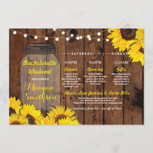 Bachelorette Brautparty Itinerary Jar Sunflower Einladung