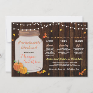 Bachelorette Brautparty Itinerary Pumpkin Jar Einladung