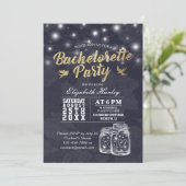 Bachelorette Brautparty Mason Jar String Lights Einladung (Stehend Vorderseite)