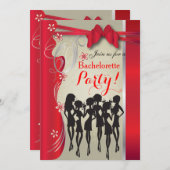 Bachelorette Brautparty - Tief rot Einladung (Vorne/Hinten)
