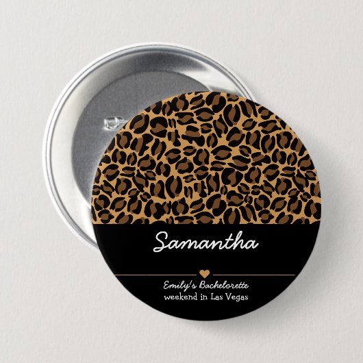 Bachelorette Bride Boujee Trendy Leopard Print Button (Vorne & Hinten)