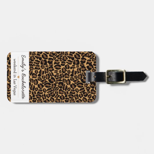 Bachelorette Bride Boujee Trendy Leopard Print Gepäckanhänger (Vorderseite horizontal)