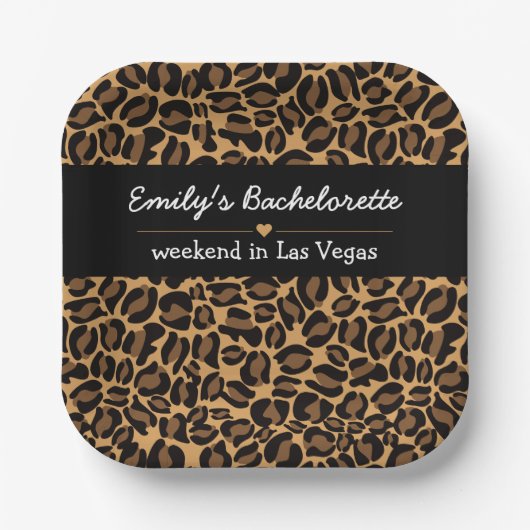 Bachelorette Bride Boujee Trendy Leopard Print Pappteller (Vorderseite)