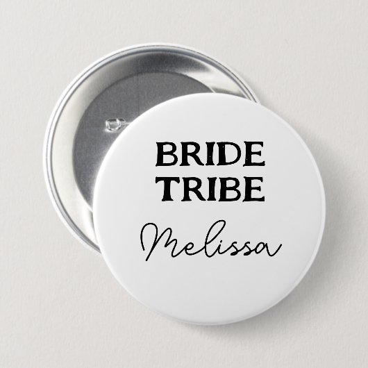 Bachelorette Bride Stamm Schwarzweiß Button (Vorne & Hinten)