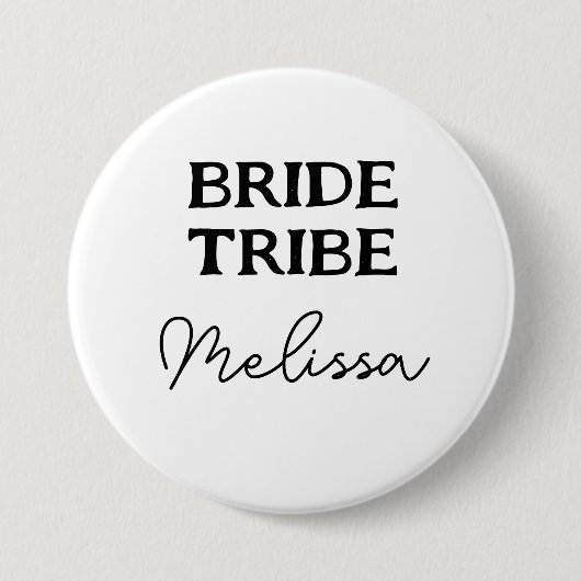 Bachelorette Bride Stamm Schwarzweiß Button (Vorderseite)