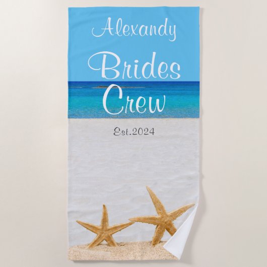 Bachelorette Bride Starfish in Sand Wedding Strandtuch (Vorderseite)