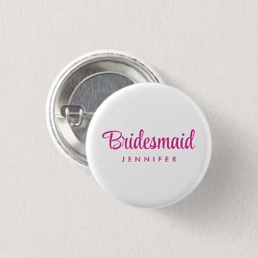 Bachelorette Bridesmaid Name Wedding Hot Pink Button (Vorne & Hinten)
