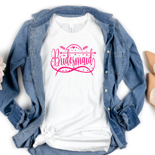 Bachelorette Bridesmaid Pink Typografy T - Shirt