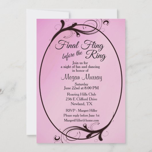 Bachelorette Brie als Party Einladung (Rückseite)