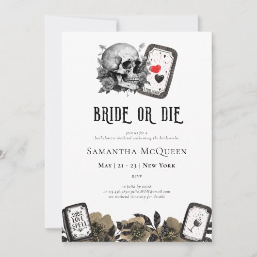 Bachelorette, Briege oder Die Til Death Gothic Tar Einladung (Vorderseite)
