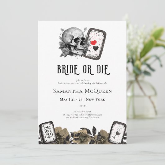 Bachelorette, Briege oder Die Til Death Gothic Tar Einladung (Stehend Vorderseite)