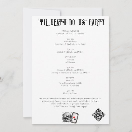 Bachelorette, Briege oder Die Til Death Gothic Tar Einladung (Rückseite)
