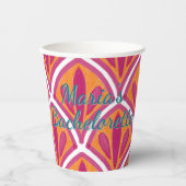 Bachelorette Bright Pink & Orange Personalisiert Pappbecher (Vorderseite)