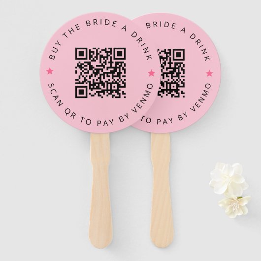 Bachelorette Buy The Bride A Drink Pink QR Code  Fächer (Vorne und Hinten)