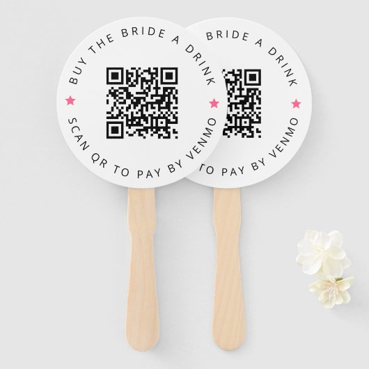 Bachelorette Buy The Bride A Drink Pink QR Code Fächer (Vorne und Hinten)