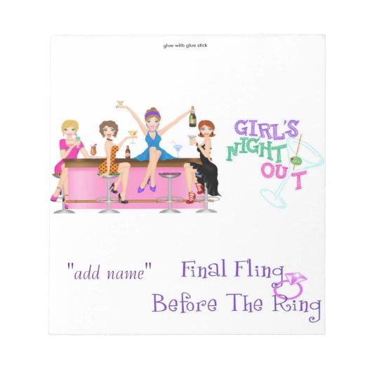 Bachelorette Candy Bar Wrapper Gastgeschenk Notizblock (Vorderseite)