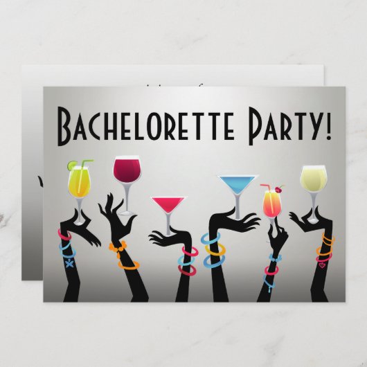 Bachelorette Cocktail Party Einladung (Vorne/Hinten)