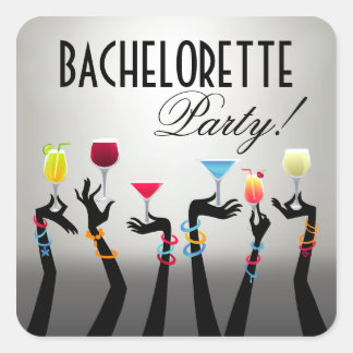 Bachelorette Cocktail-Party Quadratischer Aufkleber