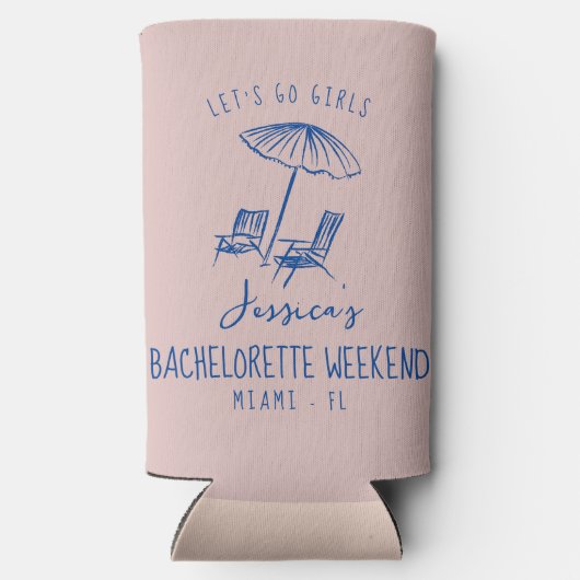 Bachelorette coozie individuelle Name extravagant Selters Dosenkühler (Rückseite)
